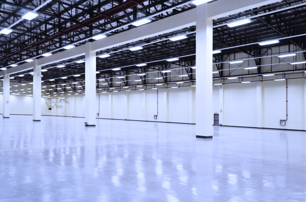 Epoxy floor coating in an industrial setting.